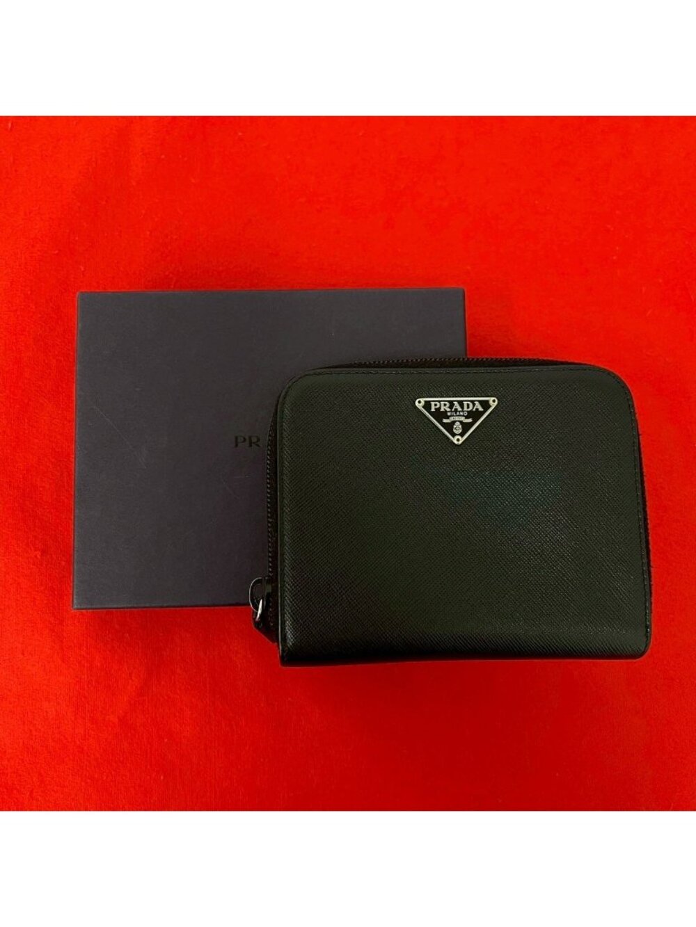 Prada Saffiano Leather Bifold Wallet Mini Black - Picture 1 of 10